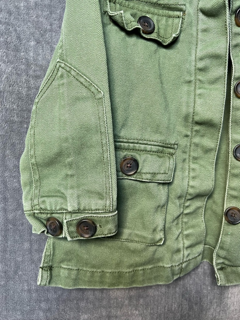 Zara Toddler Girl Utility Jacket Size 5 Olive Green Button Closure Casual Travel - Picture 5 of 15